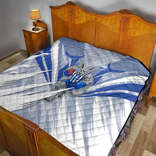North Melbourne Kangaroos Australian Football Quilt Powerful Kangaroo Mascot - Bold Team Colors