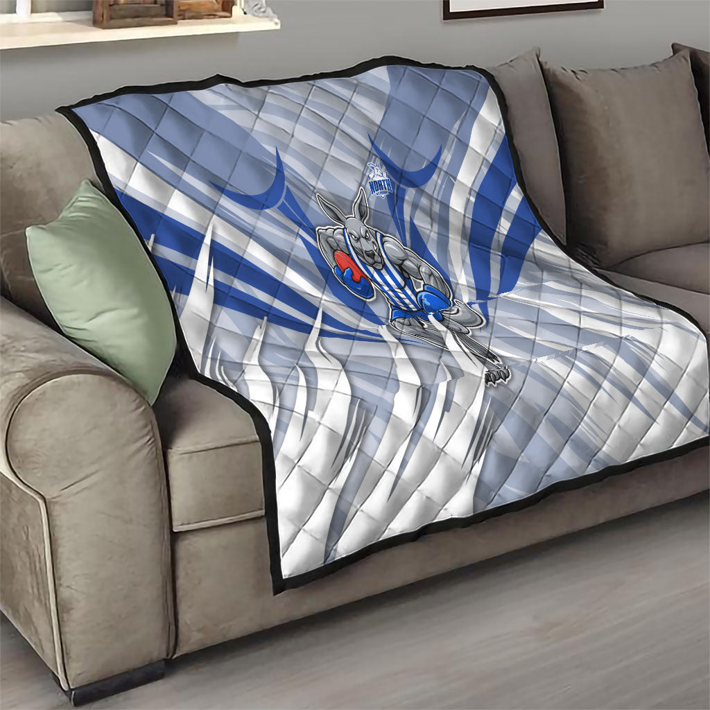 North Melbourne Kangaroos Australian Football Quilt Powerful Kangaroo Mascot - Bold Team Colors