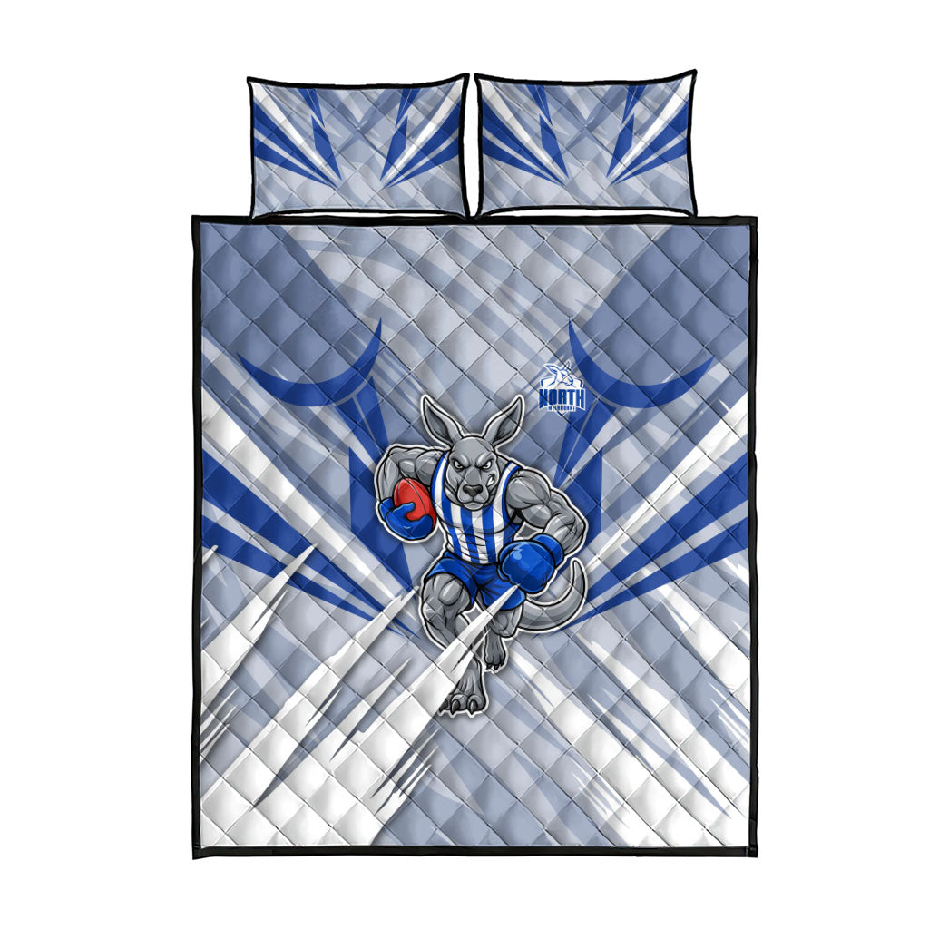 North Melbourne Kangaroos Australian Football Quilt Bed Set Powerful Kangaroo Mascot - Bold Team Colors