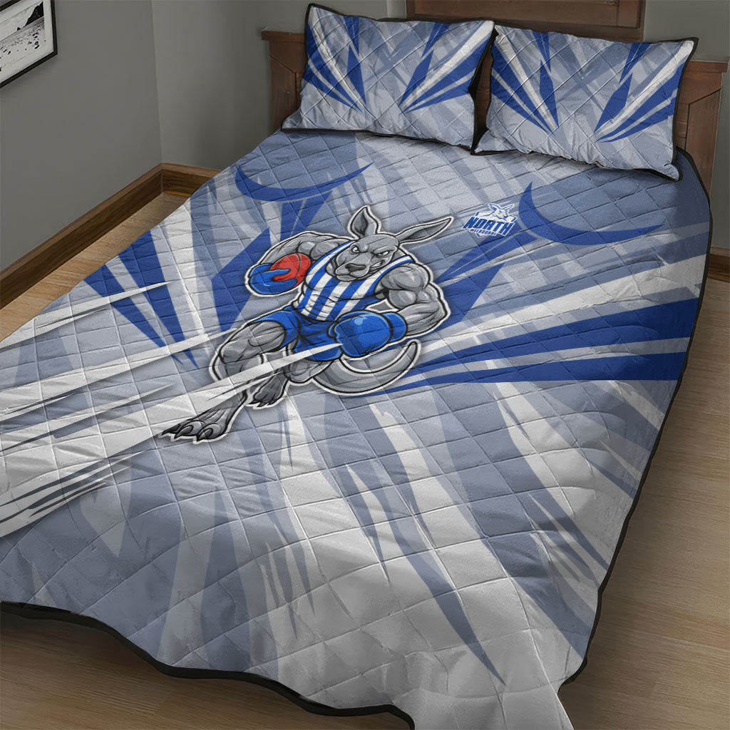 North Melbourne Kangaroos Australian Football Quilt Bed Set Powerful Kangaroo Mascot - Bold Team Colors