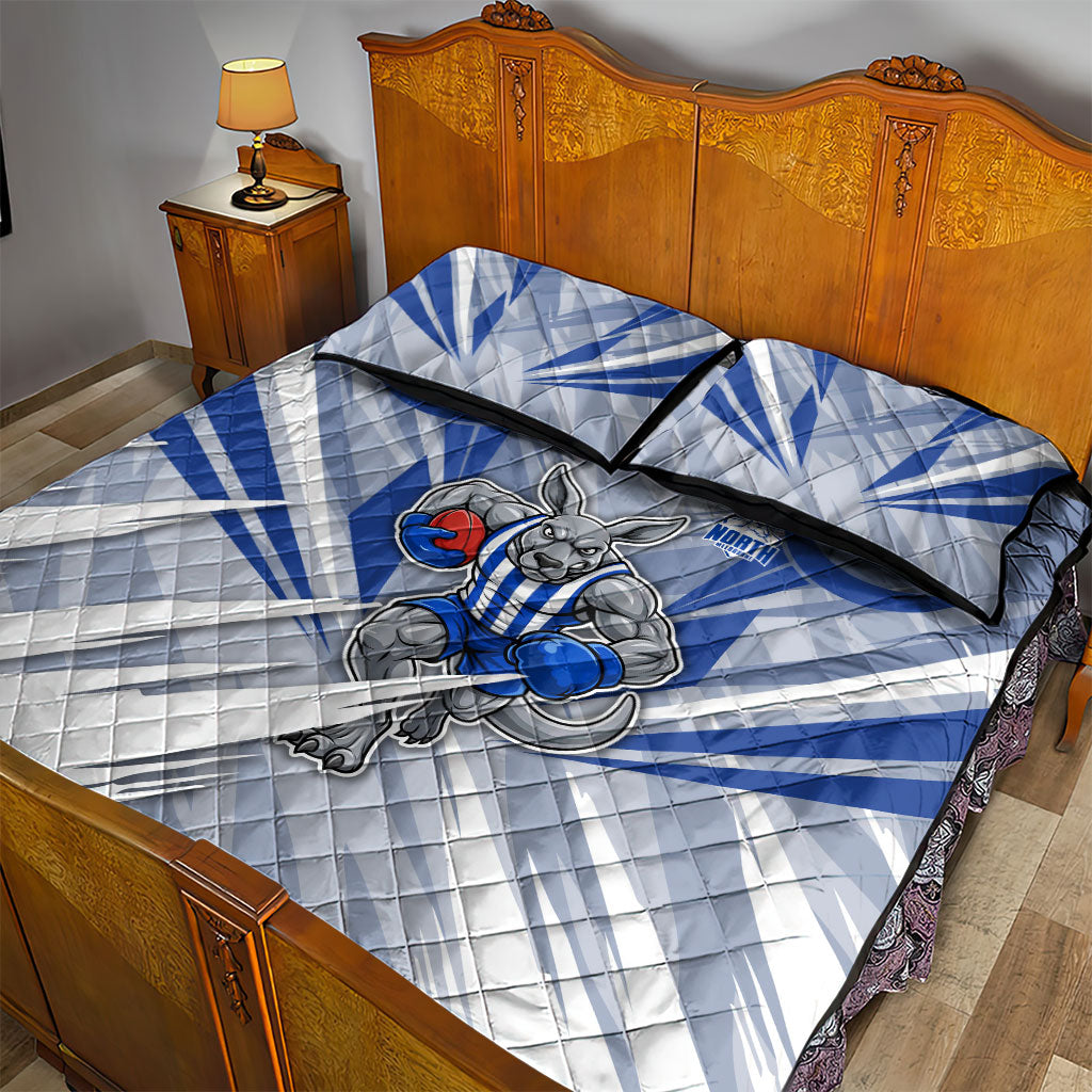 North Melbourne Kangaroos Australian Football Quilt Bed Set Powerful Kangaroo Mascot - Bold Team Colors