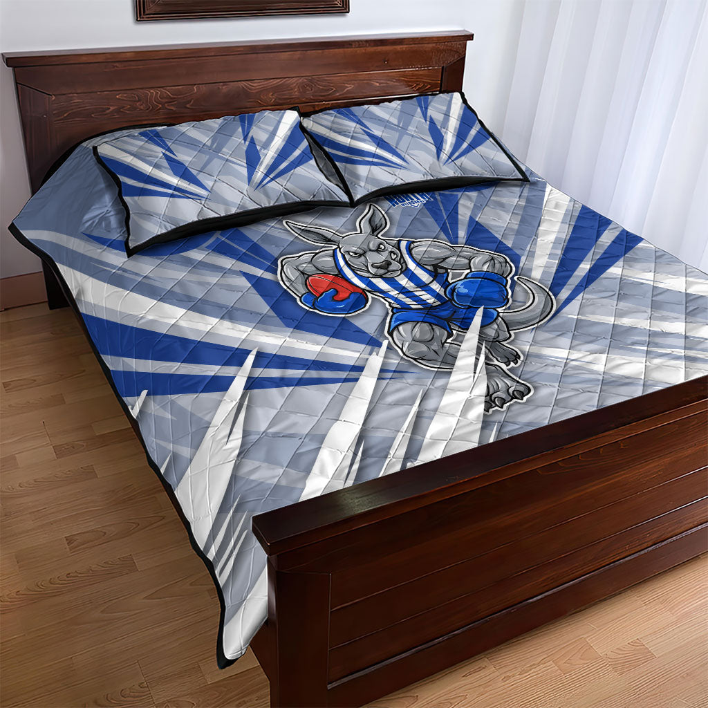 North Melbourne Kangaroos Australian Football Quilt Bed Set Powerful Kangaroo Mascot - Bold Team Colors