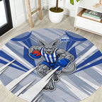 North Melbourne Kangaroos Australian Football Round Carpet Powerful Kangaroo Mascot - Bold Team Colors