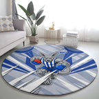North Melbourne Kangaroos Australian Football Round Carpet Powerful Kangaroo Mascot - Bold Team Colors