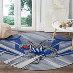 North Melbourne Kangaroos Australian Football Round Carpet Powerful Kangaroo Mascot - Bold Team Colors