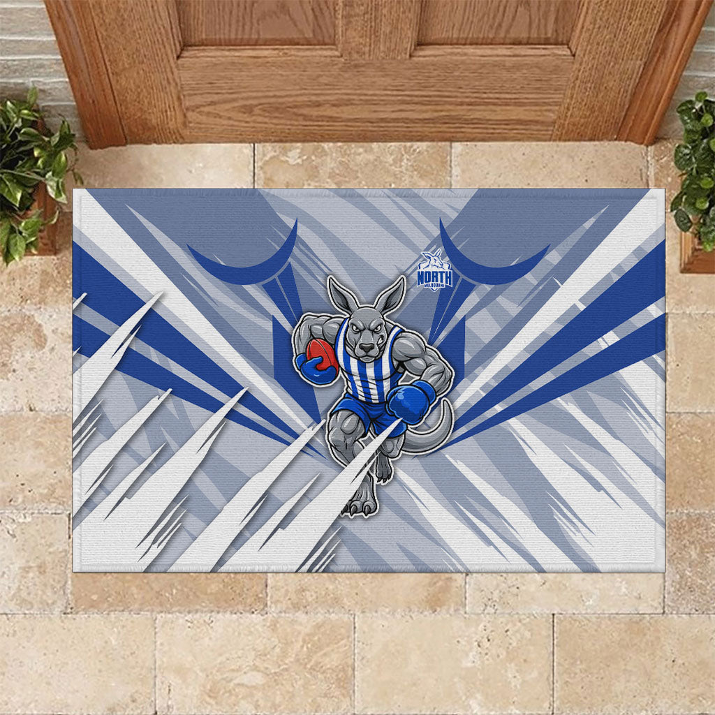North Melbourne Kangaroos Australian Football Rubber Doormat Powerful Kangaroo Mascot - Bold Team Colors