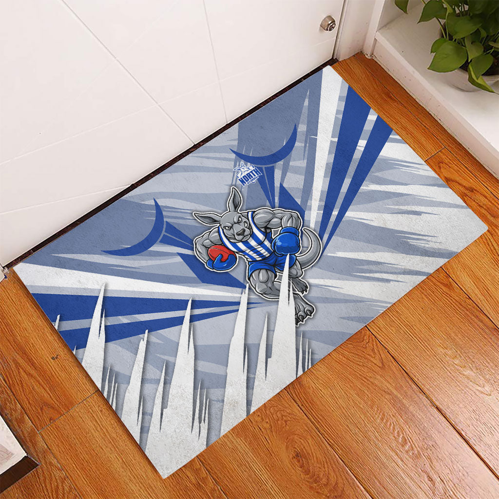 North Melbourne Kangaroos Australian Football Rubber Doormat Powerful Kangaroo Mascot - Bold Team Colors
