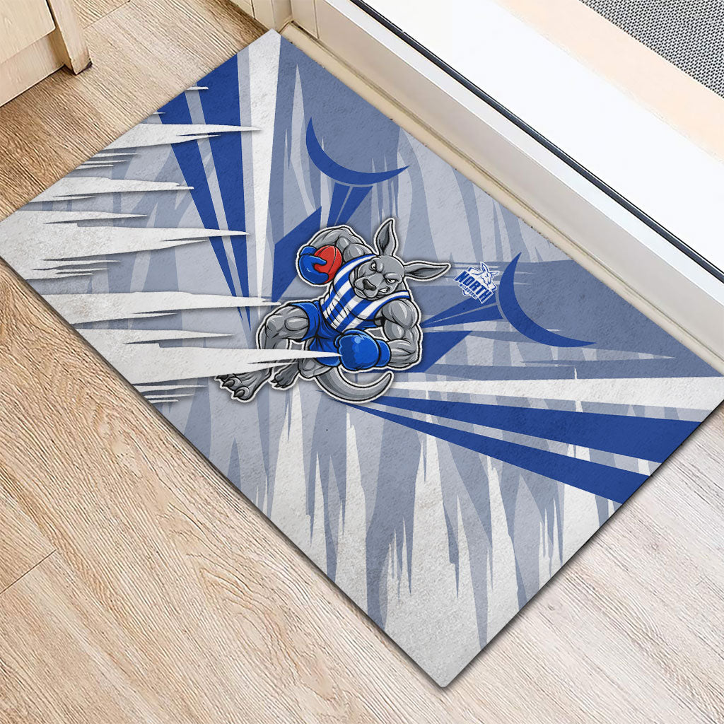 North Melbourne Kangaroos Australian Football Rubber Doormat Powerful Kangaroo Mascot - Bold Team Colors