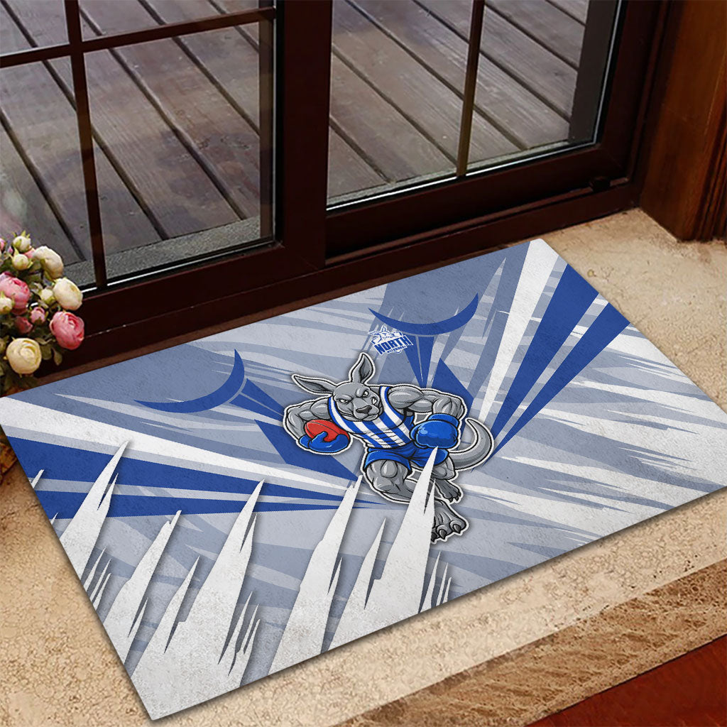 North Melbourne Kangaroos Australian Football Rubber Doormat Powerful Kangaroo Mascot - Bold Team Colors