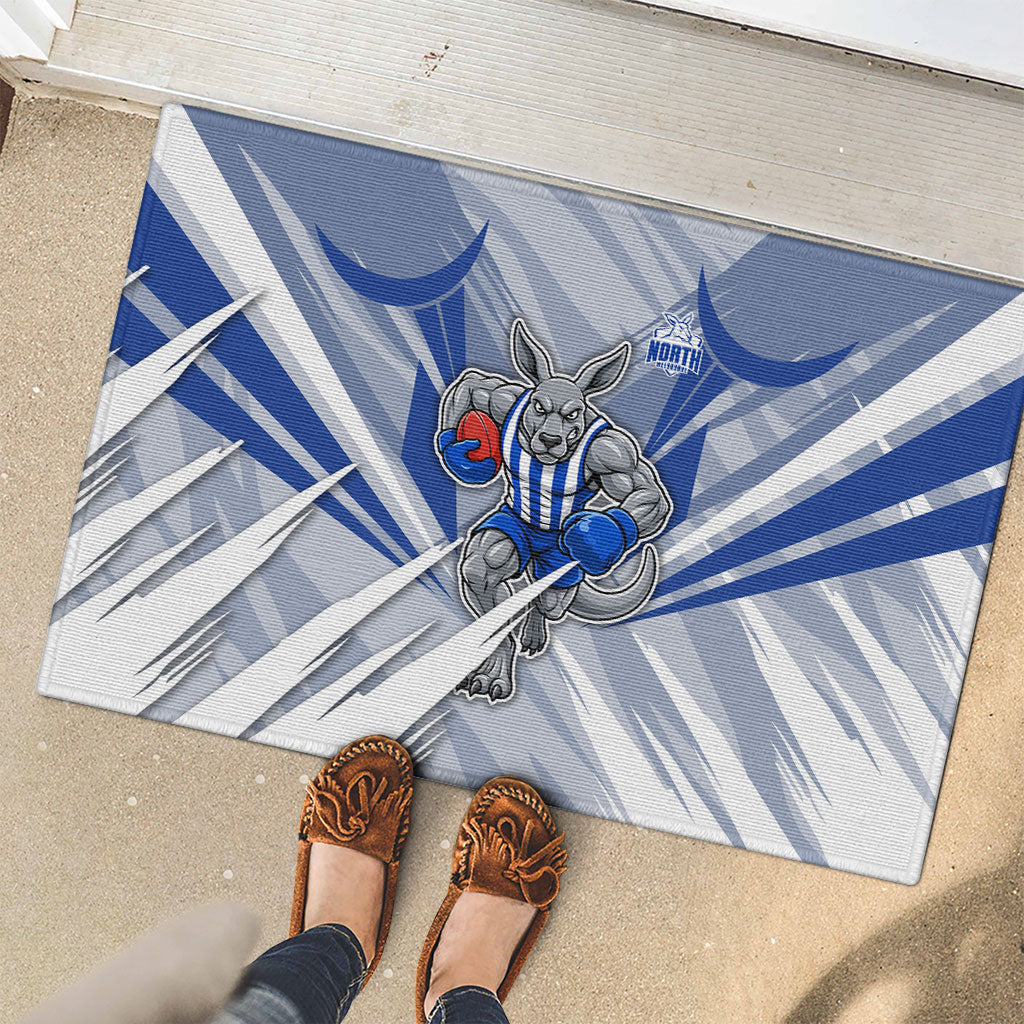 North Melbourne Kangaroos Australian Football Rubber Doormat Powerful Kangaroo Mascot - Bold Team Colors