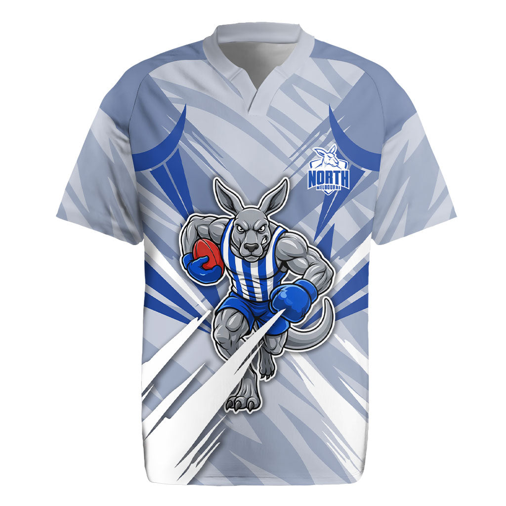 North Melbourne Kangaroos Australian Football Rugby Jersey Powerful Kangaroo Mascot - Bold Team Colors