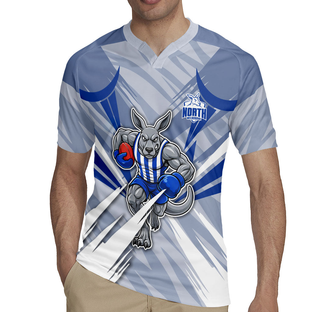 North Melbourne Kangaroos Australian Football Rugby Jersey Powerful Kangaroo Mascot - Bold Team Colors