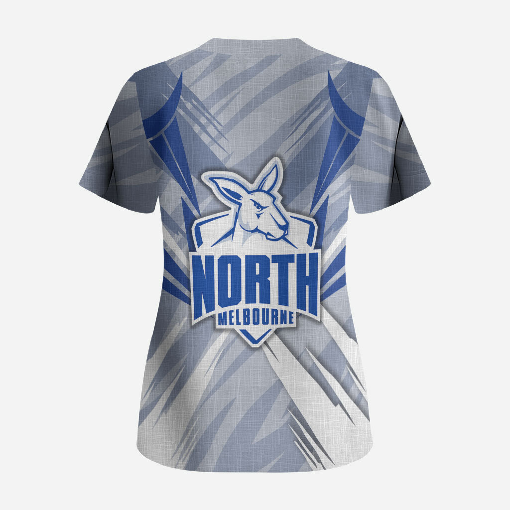 North Melbourne Kangaroos Australian Football Scrub Top Powerful Kangaroo Mascot - Bold Team Colors