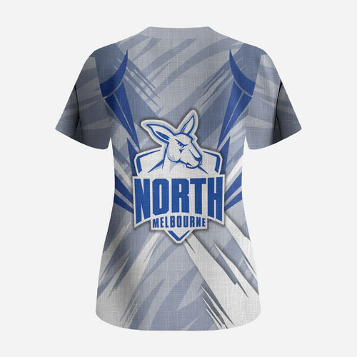 North Melbourne Kangaroos Australian Football Scrub Top Powerful Kangaroo Mascot - Bold Team Colors