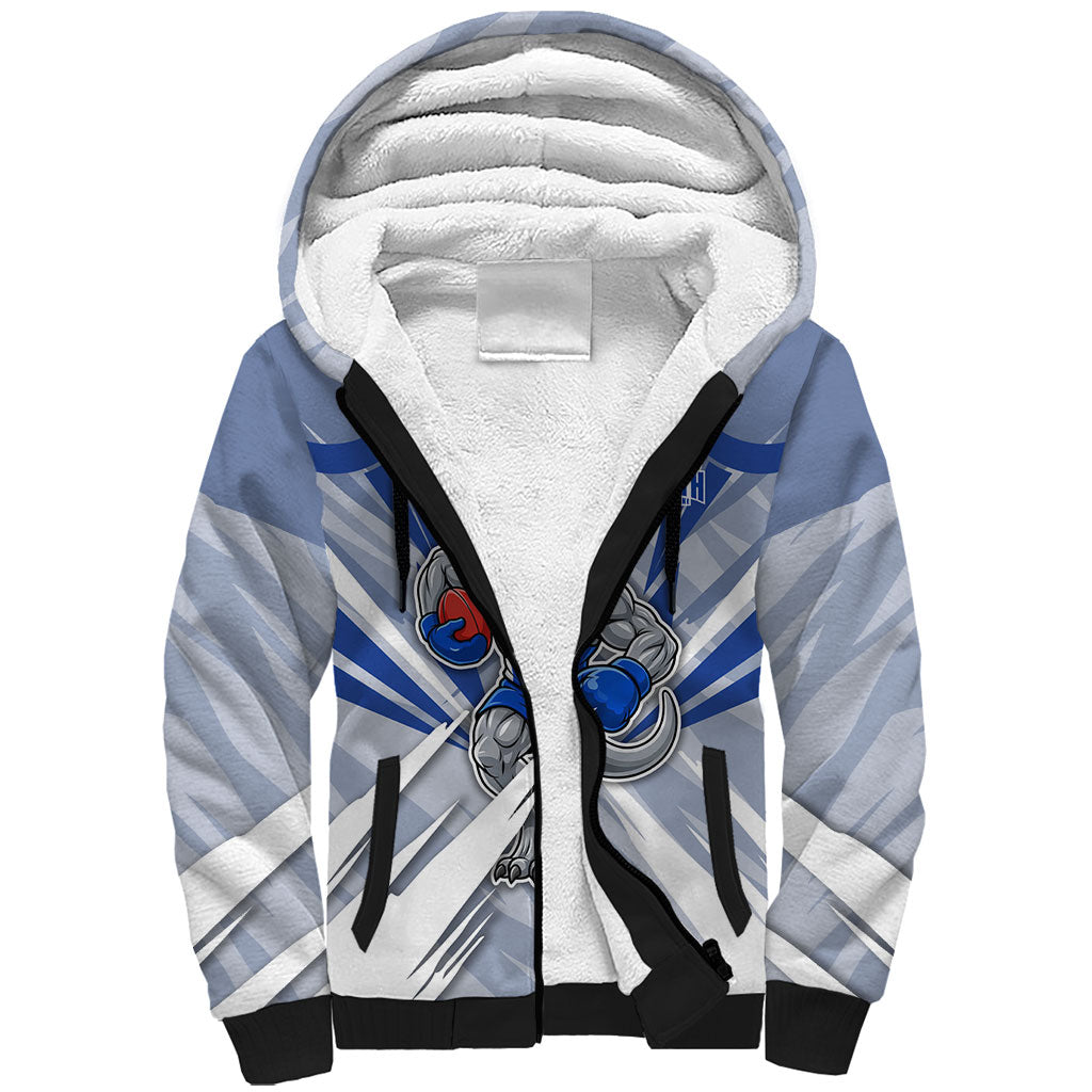 North Melbourne Kangaroos Australian Football Sherpa Hoodie Powerful Kangaroo Mascot - Bold Team Colors