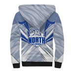 North Melbourne Kangaroos Australian Football Sherpa Hoodie Powerful Kangaroo Mascot - Bold Team Colors
