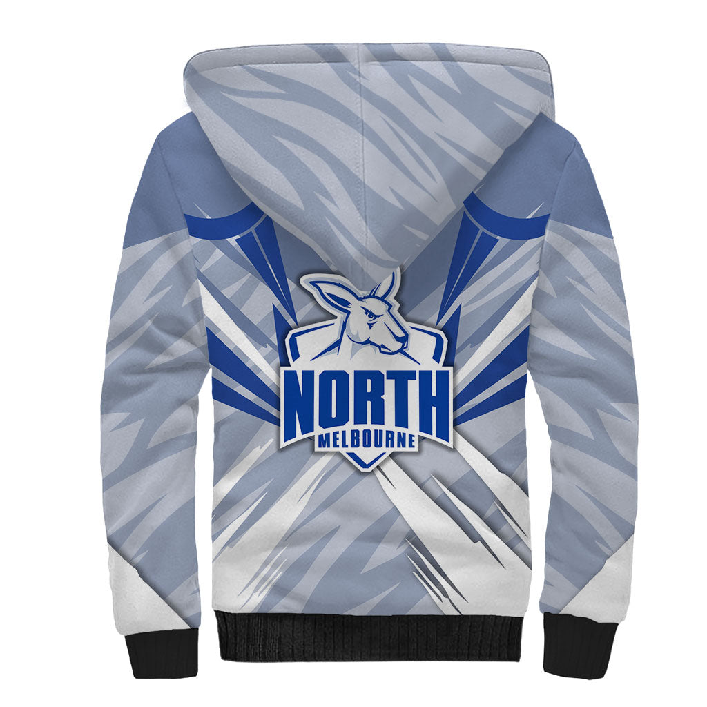 North Melbourne Kangaroos Australian Football Sherpa Hoodie Powerful Kangaroo Mascot - Bold Team Colors