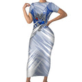 North Melbourne Kangaroos Australian Football Short Sleeve Bodycon Dress Powerful Kangaroo Mascot - Bold Team Colors