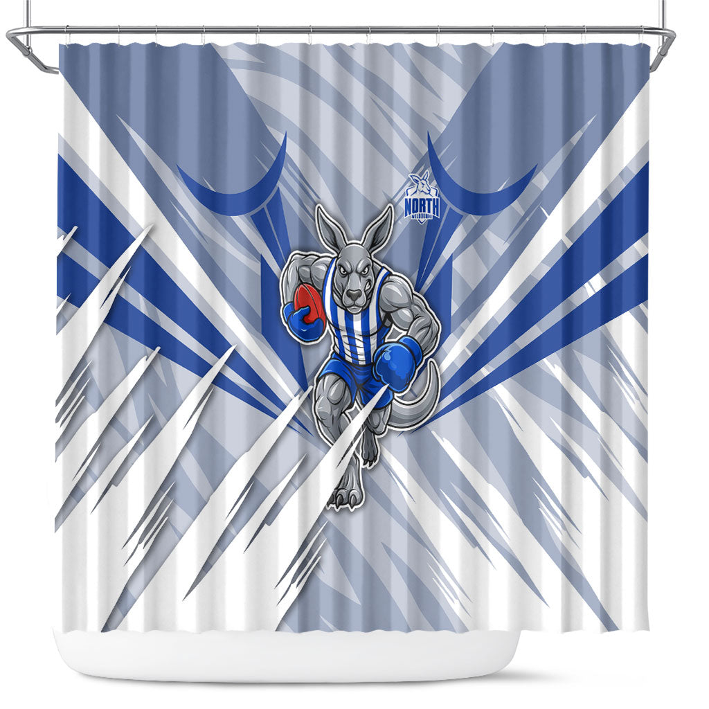 North Melbourne Kangaroos Australian Football Shower Curtain Powerful Kangaroo Mascot - Bold Team Colors