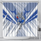 North Melbourne Kangaroos Australian Football Shower Curtain Powerful Kangaroo Mascot - Bold Team Colors