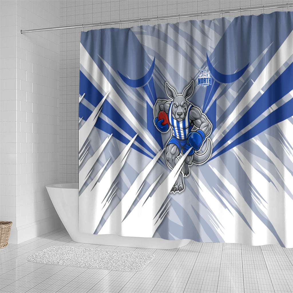 North Melbourne Kangaroos Australian Football Shower Curtain Powerful Kangaroo Mascot - Bold Team Colors