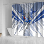 North Melbourne Kangaroos Australian Football Shower Curtain Powerful Kangaroo Mascot - Bold Team Colors