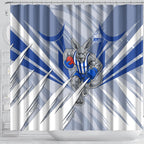 North Melbourne Kangaroos Australian Football Shower Curtain Powerful Kangaroo Mascot - Bold Team Colors