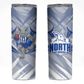 North Melbourne Kangaroos Australian Football Skinny Tumbler Powerful Kangaroo Mascot - Bold Team Colors