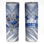 North Melbourne Kangaroos Australian Football Skinny Tumbler Powerful Kangaroo Mascot - Bold Team Colors