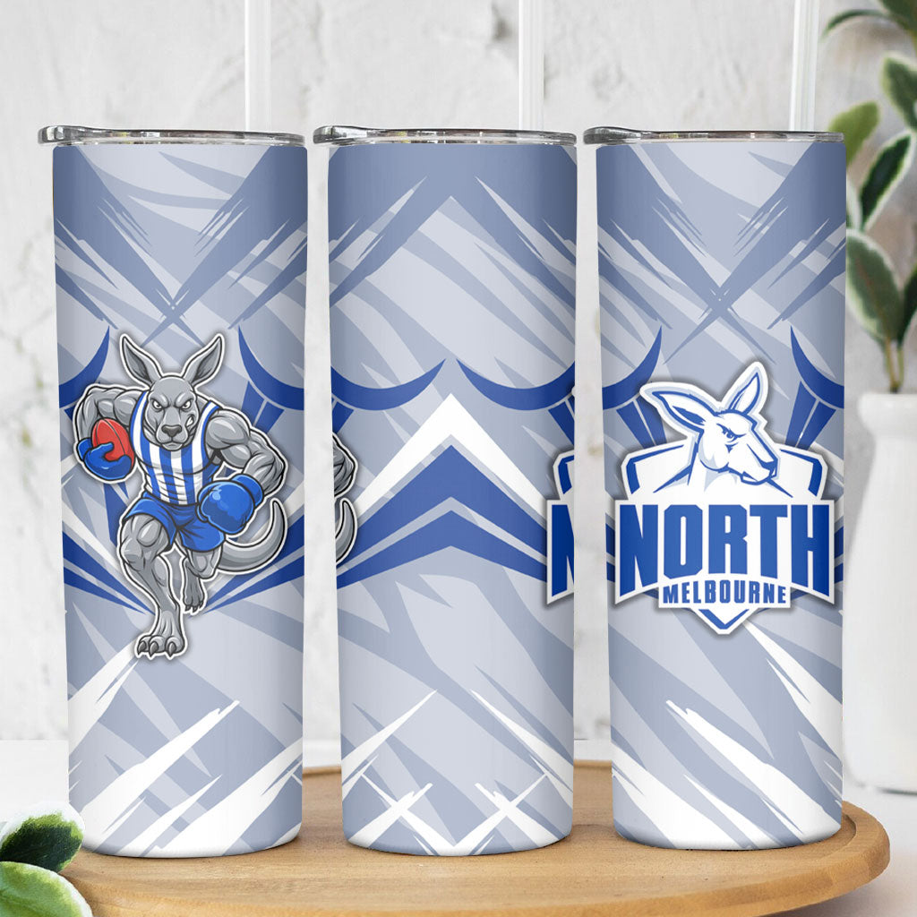 North Melbourne Kangaroos Australian Football Skinny Tumbler Powerful Kangaroo Mascot - Bold Team Colors