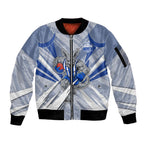 North Melbourne Kangaroos Australian Football Sleeve Zip Bomber Jacket Powerful Kangaroo Mascot - Bold Team Colors