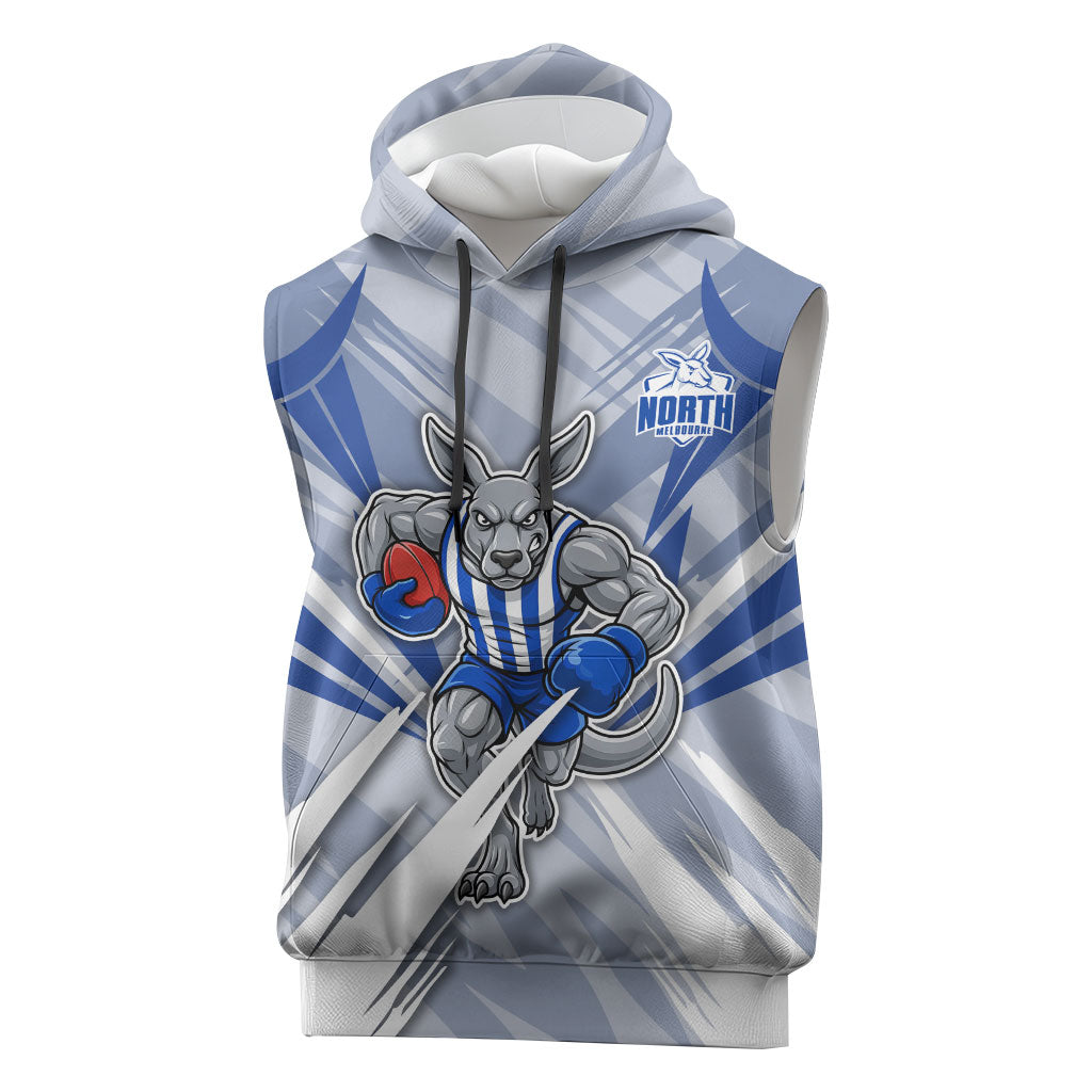 North Melbourne Kangaroos Australian Football Sleeveless Hoodie Powerful Kangaroo Mascot - Bold Team Colors