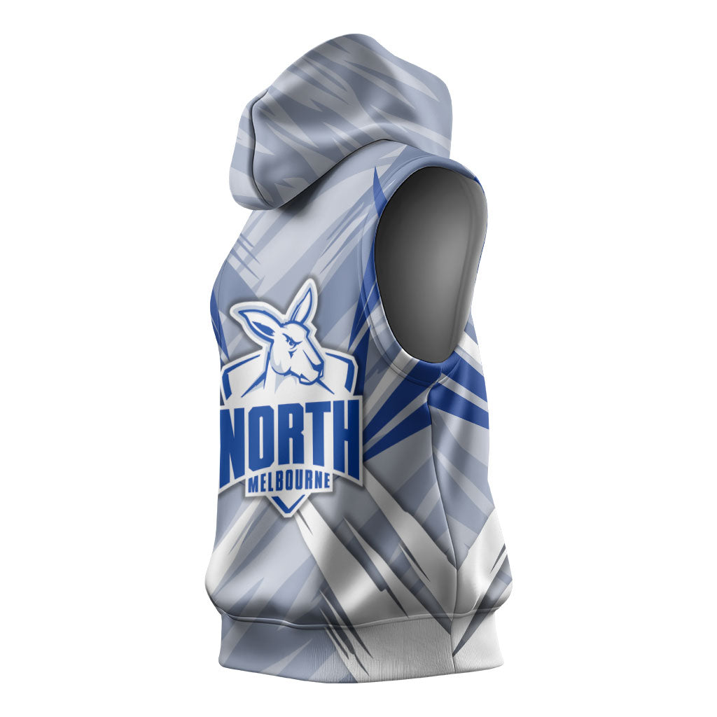 North Melbourne Kangaroos Australian Football Sleeveless Hoodie Powerful Kangaroo Mascot - Bold Team Colors