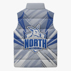 North Melbourne Kangaroos Australian Football Sleeveless Puffer Jacket Powerful Kangaroo Mascot - Bold Team Colors
