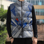 North Melbourne Kangaroos Australian Football Sleeveless Puffer Jacket Powerful Kangaroo Mascot - Bold Team Colors