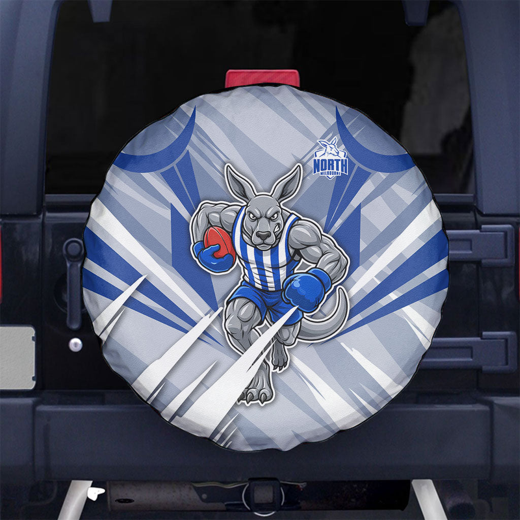 North Melbourne Kangaroos Australian Football Spare Tire Cover Powerful Kangaroo Mascot - Bold Team Colors