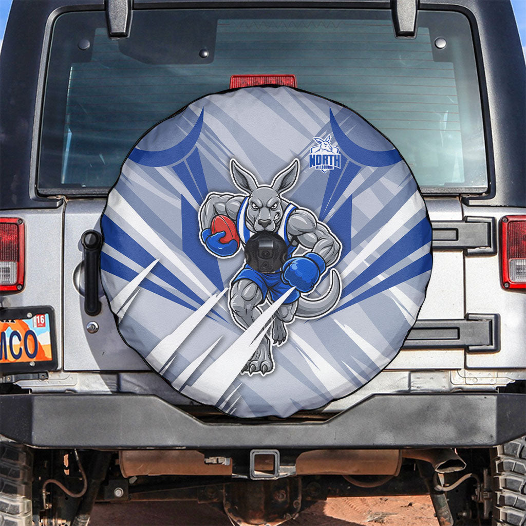 North Melbourne Kangaroos Australian Football Spare Tire Cover Powerful Kangaroo Mascot - Bold Team Colors