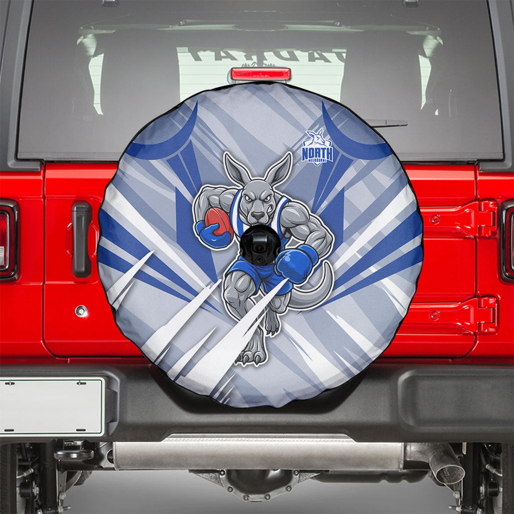 North Melbourne Kangaroos Australian Football Spare Tire Cover Powerful Kangaroo Mascot - Bold Team Colors