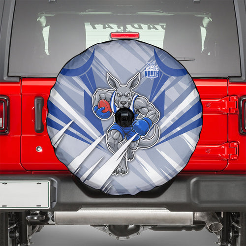 North Melbourne Kangaroos Australian Football Spare Tire Cover Powerful Kangaroo Mascot - Bold Team Colors
