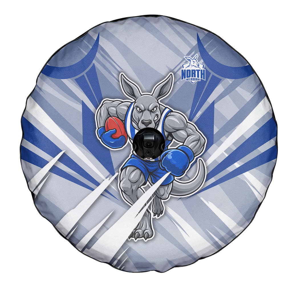 North Melbourne Kangaroos Australian Football Spare Tire Cover Powerful Kangaroo Mascot - Bold Team Colors