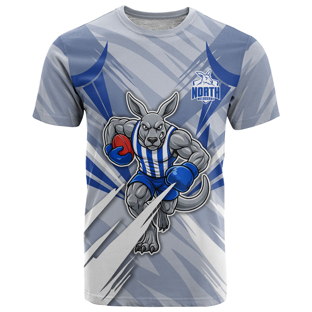 North Melbourne Kangaroos Australian Football T Shirt Powerful Kangaroo Mascot - Bold Team Colors