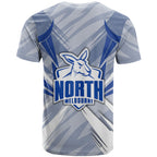 North Melbourne Kangaroos Australian Football T Shirt Powerful Kangaroo Mascot - Bold Team Colors