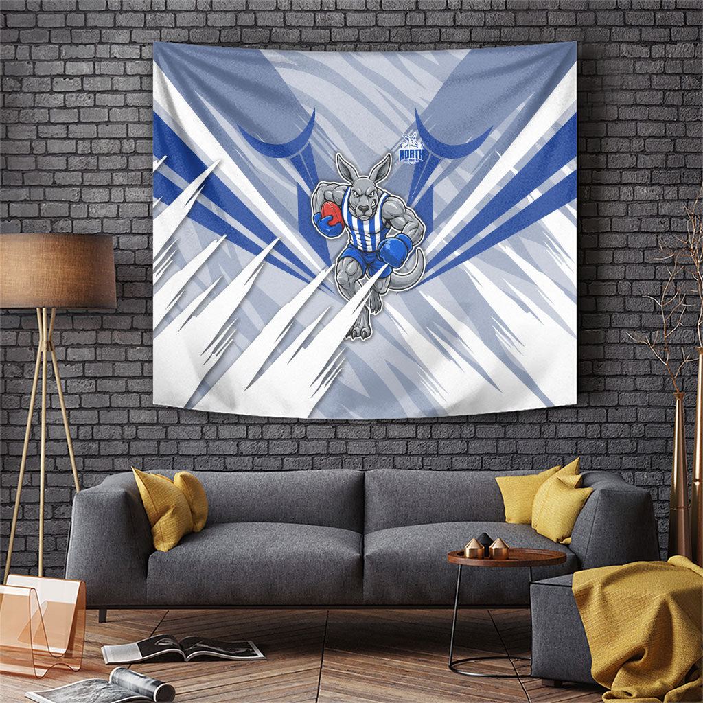 North Melbourne Kangaroos Australian Football Tapestry Powerful Kangaroo Mascot - Bold Team Colors