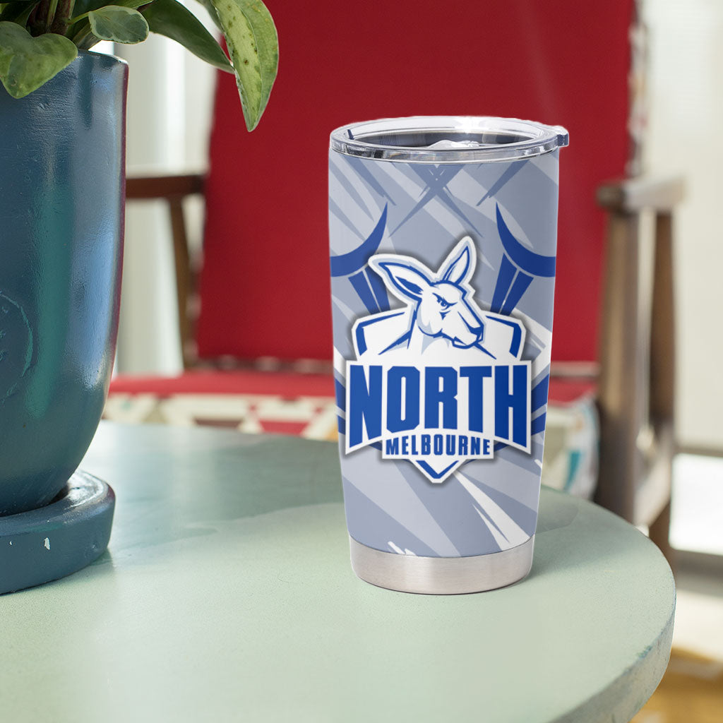 North Melbourne Kangaroos Australian Football Tumbler Cup Powerful Kangaroo Mascot - Bold Team Colors