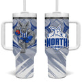 North Melbourne Kangaroos Australian Football Tumbler With Handle Powerful Kangaroo Mascot - Bold Team Colors