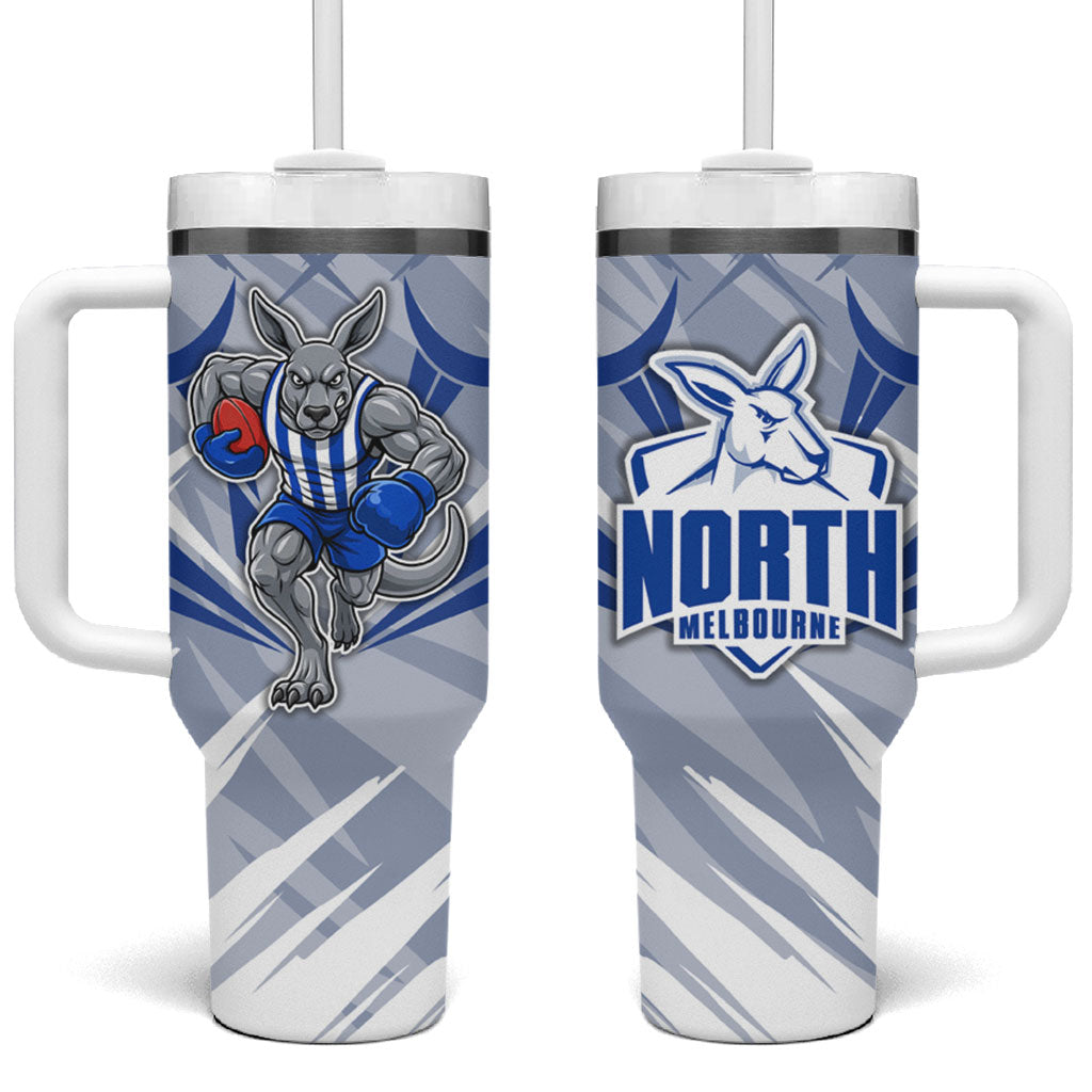North Melbourne Kangaroos Australian Football Tumbler With Handle Powerful Kangaroo Mascot - Bold Team Colors