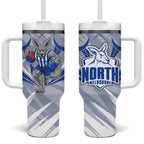North Melbourne Kangaroos Australian Football Tumbler With Handle Powerful Kangaroo Mascot - Bold Team Colors
