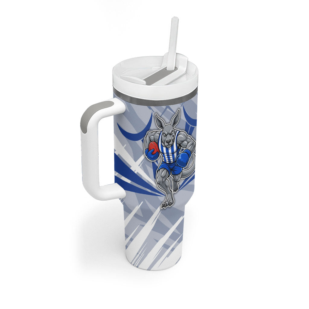 North Melbourne Kangaroos Australian Football Tumbler With Handle Powerful Kangaroo Mascot - Bold Team Colors