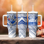 North Melbourne Kangaroos Australian Football Tumbler With Handle Powerful Kangaroo Mascot - Bold Team Colors