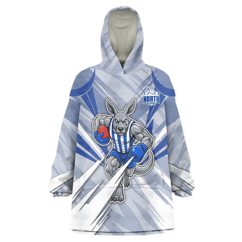 North Melbourne Kangaroos Australian Football Wearable Blanket Hoodie Powerful Kangaroo Mascot - Bold Team Colors